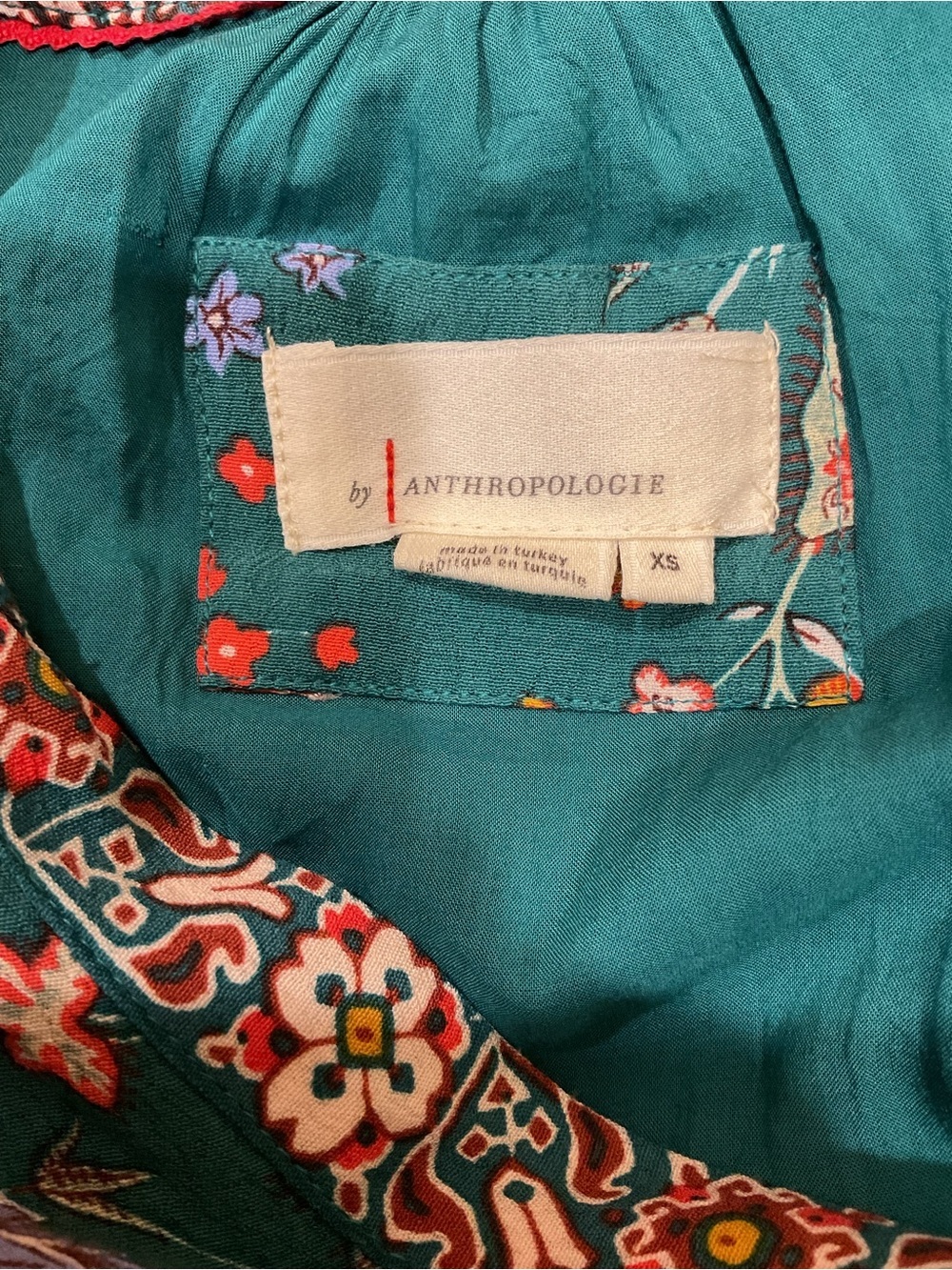 Anthropologie Zenia Floral Dark Teal V-Neck Flutter Sleeve Mini Dress Size XS - Picture 7 of 8